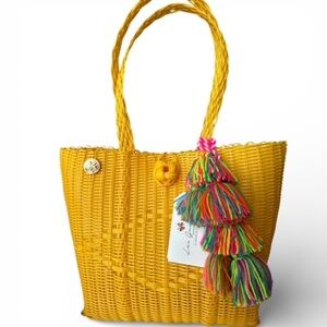 Las Guanacos Handmade El Salvador Yellow Woven Tote | Recyclable Artisan Resort